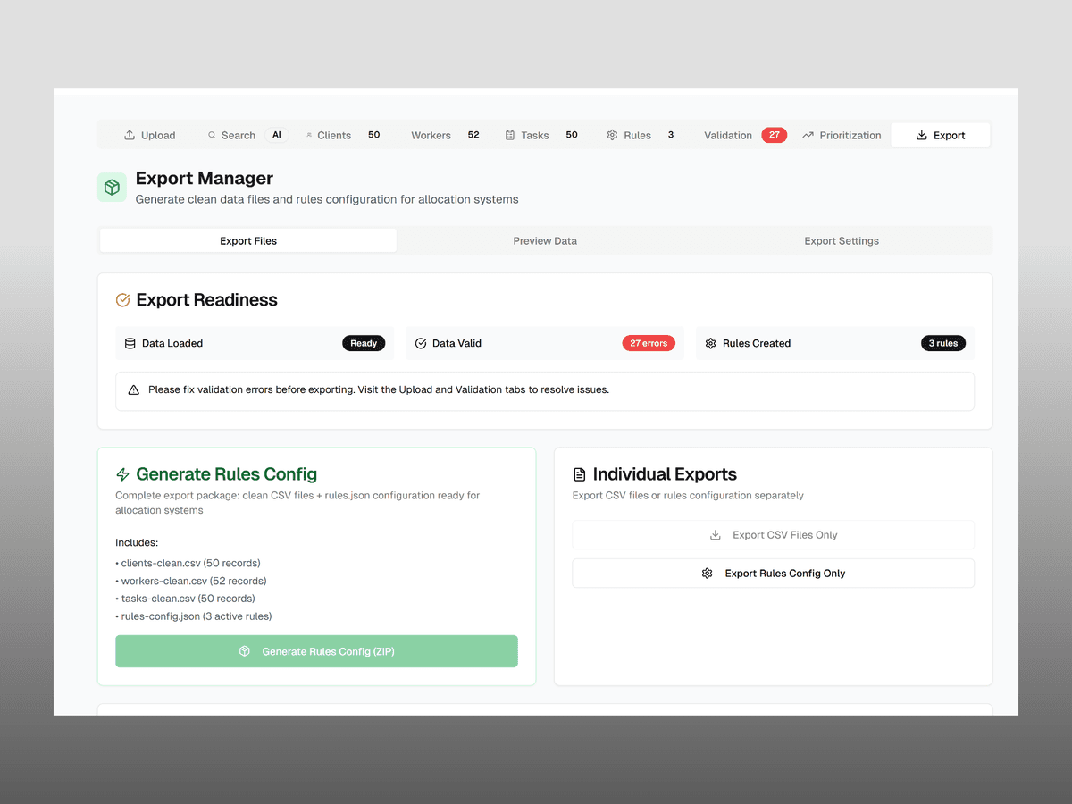 Data Alchemist Export System screenshot 8