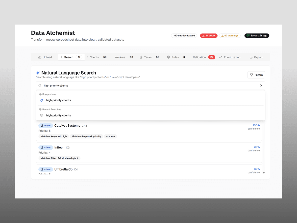 Data Alchemist Export System screenshot 3